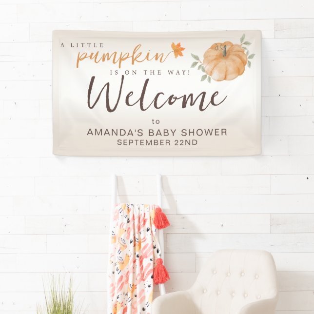 Welcome Little Pumpkin is on the way Fall Baby Sho Banner (Insitu)