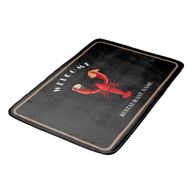 welcome Lobster sushi seafood Market custom name Bath Mat (Angled)