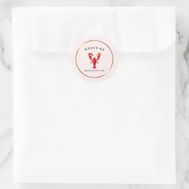 welcome Lobster sushi seafood Market custom name Classic Round Sticker (Bag)