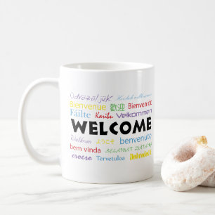 Welcome Many Languages White Colourful Coffee Mug
