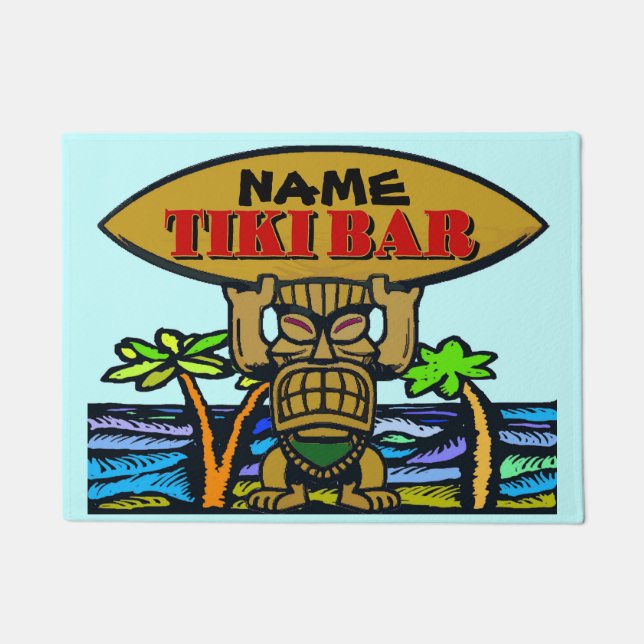 Welcome Mat, Tiki Bar, island Doormat (Front)
