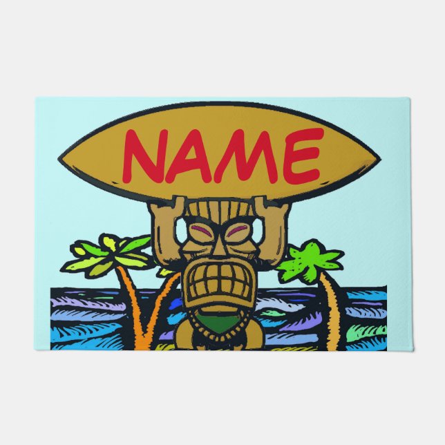 Welcome Mat, Tiki & Surf Board Doormat (Front)