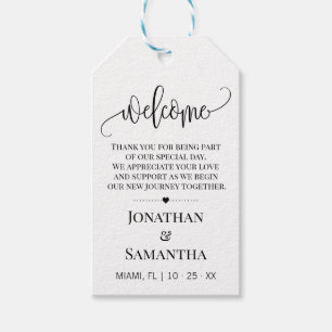 Welcome minimalist modern typography wedding favou gift tags