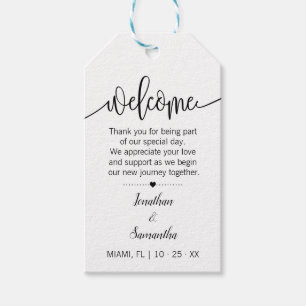 Welcome minimalist wedding favour gift tags