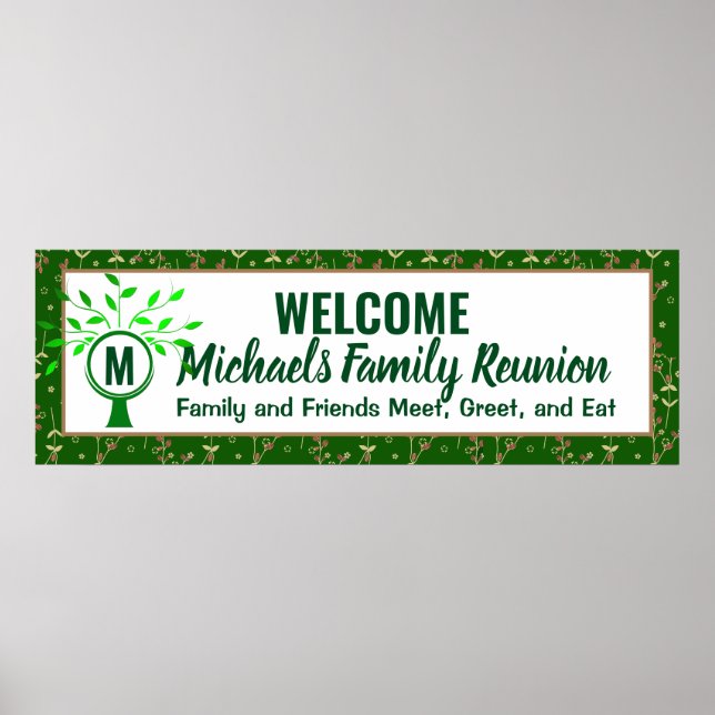 Welcome Monogram Family Tree Reunion Poster (Front)