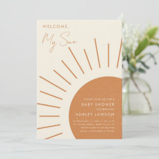 Welcome My Sun Modern Boho_2 Baby Shower Invitation