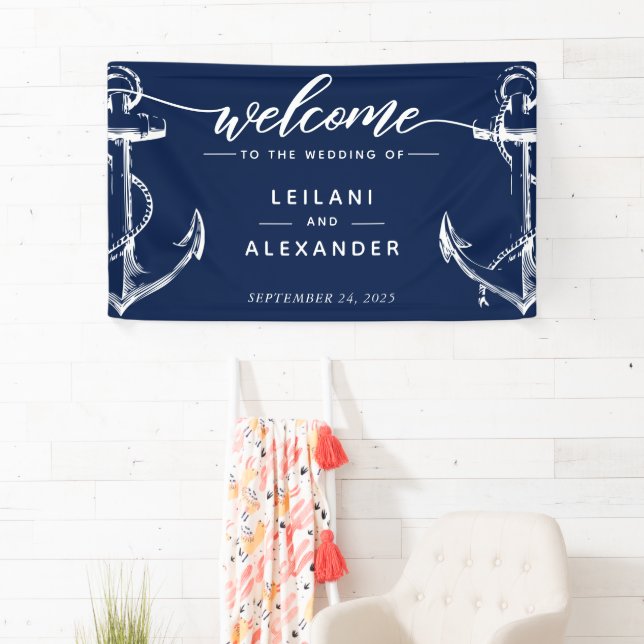 Welcome Nautical Anchor Wedding Banner (Insitu)