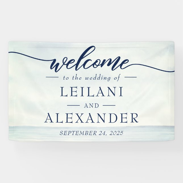 Welcome Nautical Ocean Watercolor Wedding  Banner (Horizontal)