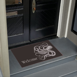 Welcome nautical octopus vintage kraken beach doormat