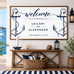 Welcome Nautical Wedding Anchor White Poster