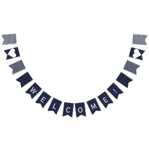 Welcome Navy and White Preppy Bunting Bunting Flags