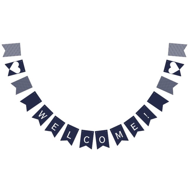 Welcome Navy and White Preppy Bunting Bunting Flags (All)