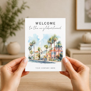 Welcome Neighbourhood California Palm Tree Homes Postcard