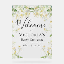 Welcome Neutral Floral Elegant Baby Shower