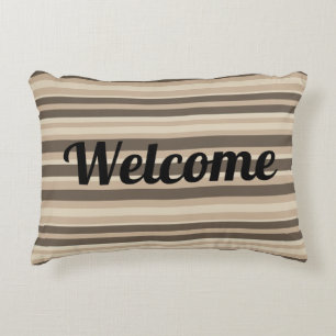 Welcome Neutral striped Accent Pillow