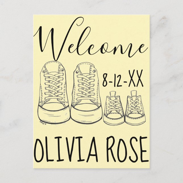 WELCOME New Arrival Baby Shoes Birth Announcement Postcard (Front)