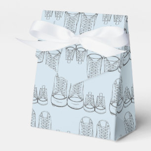 WELCOME New Arrival Baby Shoes Shower Blue Favor Box