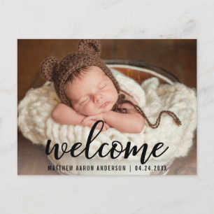 Welcome New Baby Announcement Blk Postcard