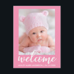 Welcome New Baby Announcement Pink<br><div class="desc">Welcome New Baby Announcement Pink Postcard</div>