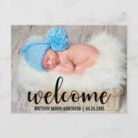 Welcome New Baby Modern Black Script