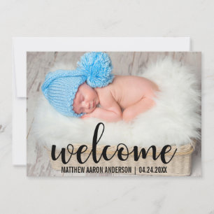 Welcome New Baby Modern Black Script Card
