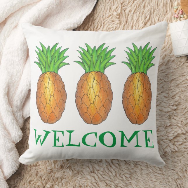 WELCOME New Home Housewarming Pineapple Hawaii Throw Pillow (Blanket)