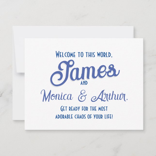 Welcome newborn baby boy congratulations holiday card (Front)