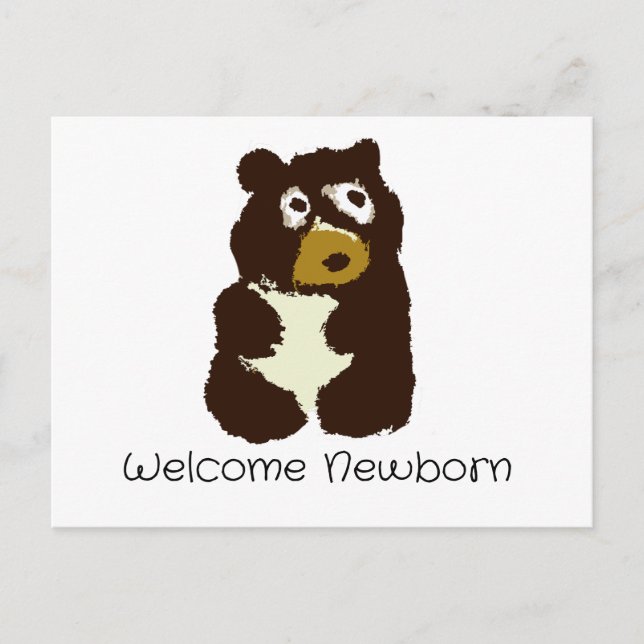 Welcome Newborn Bear Cub Postcard (Front)