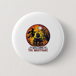 Welcome Nightmare Halloween Haunted House Flying W 2 Inch Round Button