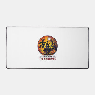 Welcome Nightmare Halloween Haunted House Flying W Desk Mat