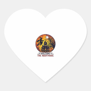 Welcome Nightmare Halloween Haunted House Flying W Heart Sticker