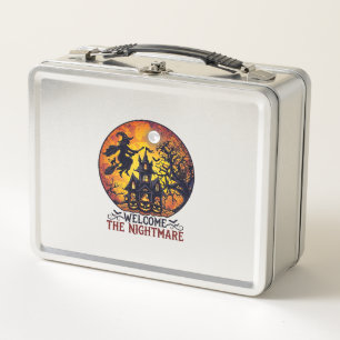 Welcome Nightmare Halloween Haunted House Flying W Metal Lunch Box
