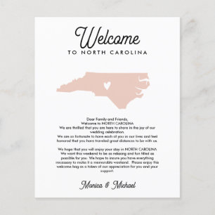 Welcome NORTH CAROLINA Letter Itinerary ANY COLOR