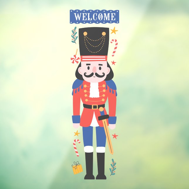 Welcome Nutcracker Soldier Christmas Holiday Window Cling (Sheet 3)