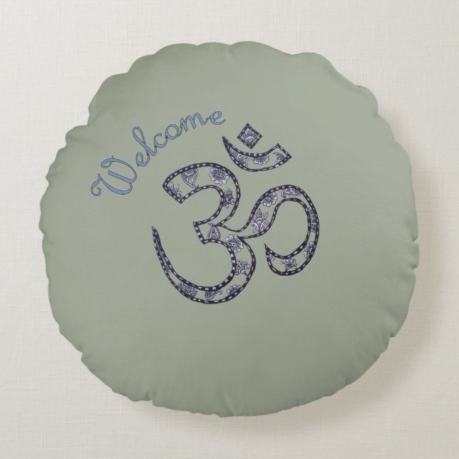 Welcome Om Customizable Meditation Cushion (Front)
