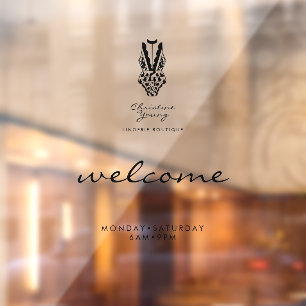 Welcome Opening Hours Lingerie Store Transparent W Window Cling