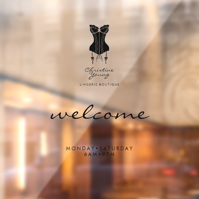 Welcome Opening Hours Lingerie Store Transparent Window Cling (Sheet 2)