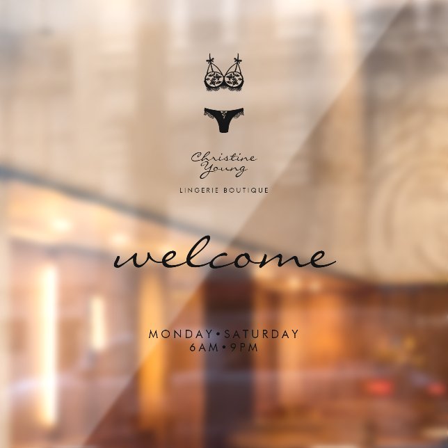 Welcome Opening Hours Lingerie Store Transparent Window Cling (Sheet 2)