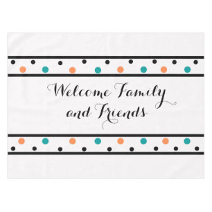 Welcome Orange Teal Polka Dots Tablecloth