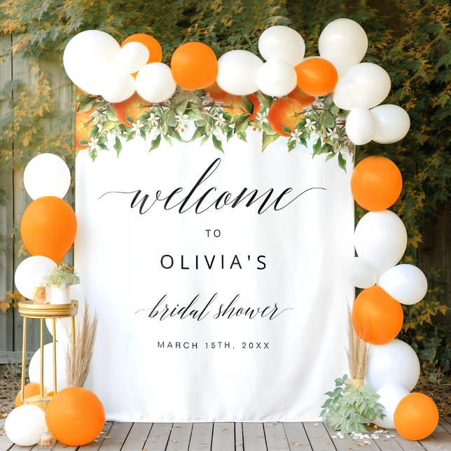 Welcome Oranges Bridal Shower Backdrop Tapestry (Creator Uploaded)