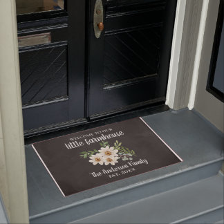 Welcome Our Farmhouse Chalkboard Daisy Family Doormat