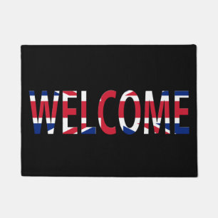Welcome overlaid on Union Jack Flag dmt Doormat