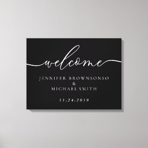 Welcome Party Simple Wedding Modern black Canvas Print