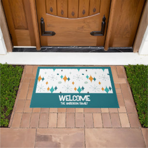 Welcome Personalized Family Name Retro Starburst Doormat