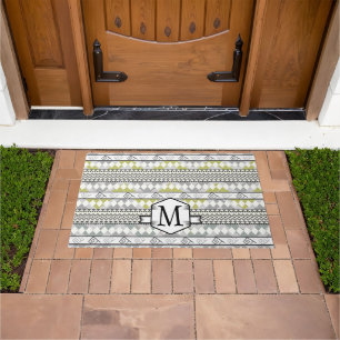 Welcome Personalized Monogram Aztec Chevron Doormat