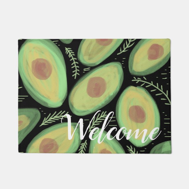 Welcome Personalized Watercolor Avocado Doormat (Front)