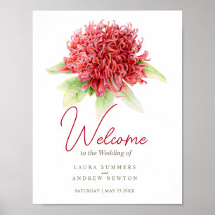 Welcome personalized wedding sign waratah art