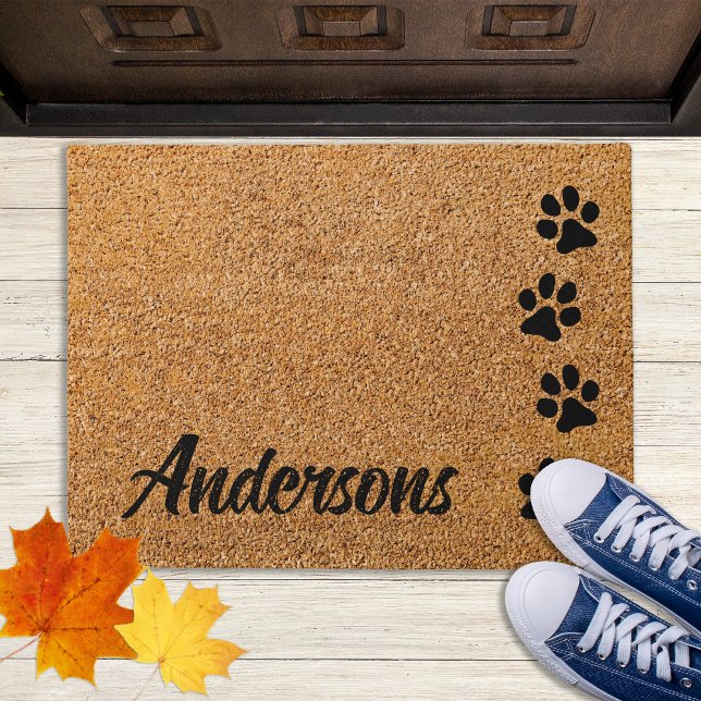 Welcome Pet Cat Dog Lover Personalized Paw Prints  Doormat (Creator Uploaded)