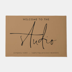 Welcome Photography Studio Script Quote Brown Doormat