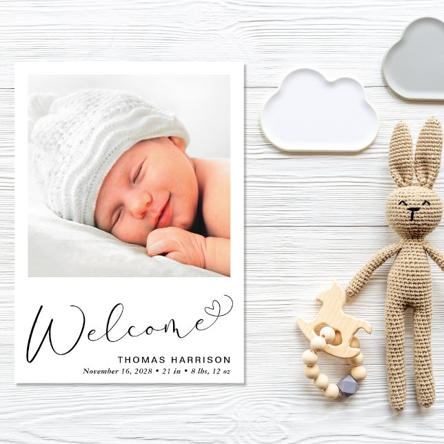 Welcome Photos Birth Announcement (Announce the arrival of your precious baby in a way that is as beautiful and unique as they are)